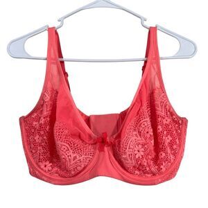 Victoria's Secret 38DDD Coral Lace Detail Body By Victoria Unlined Demi Bra